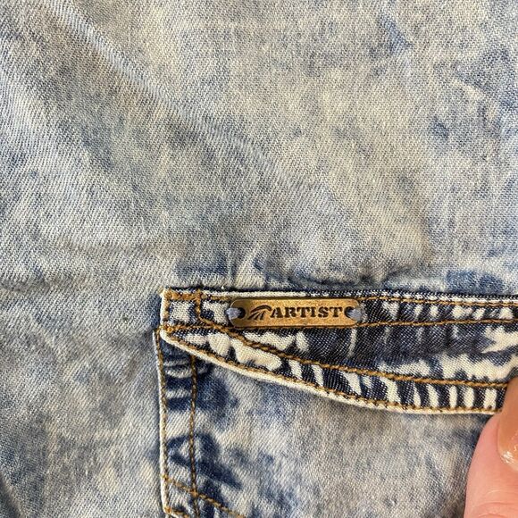 Vintage Artist Shirt 2xl Denim Long Sleeve Button down Workwear distressed - Picture 7 of 12